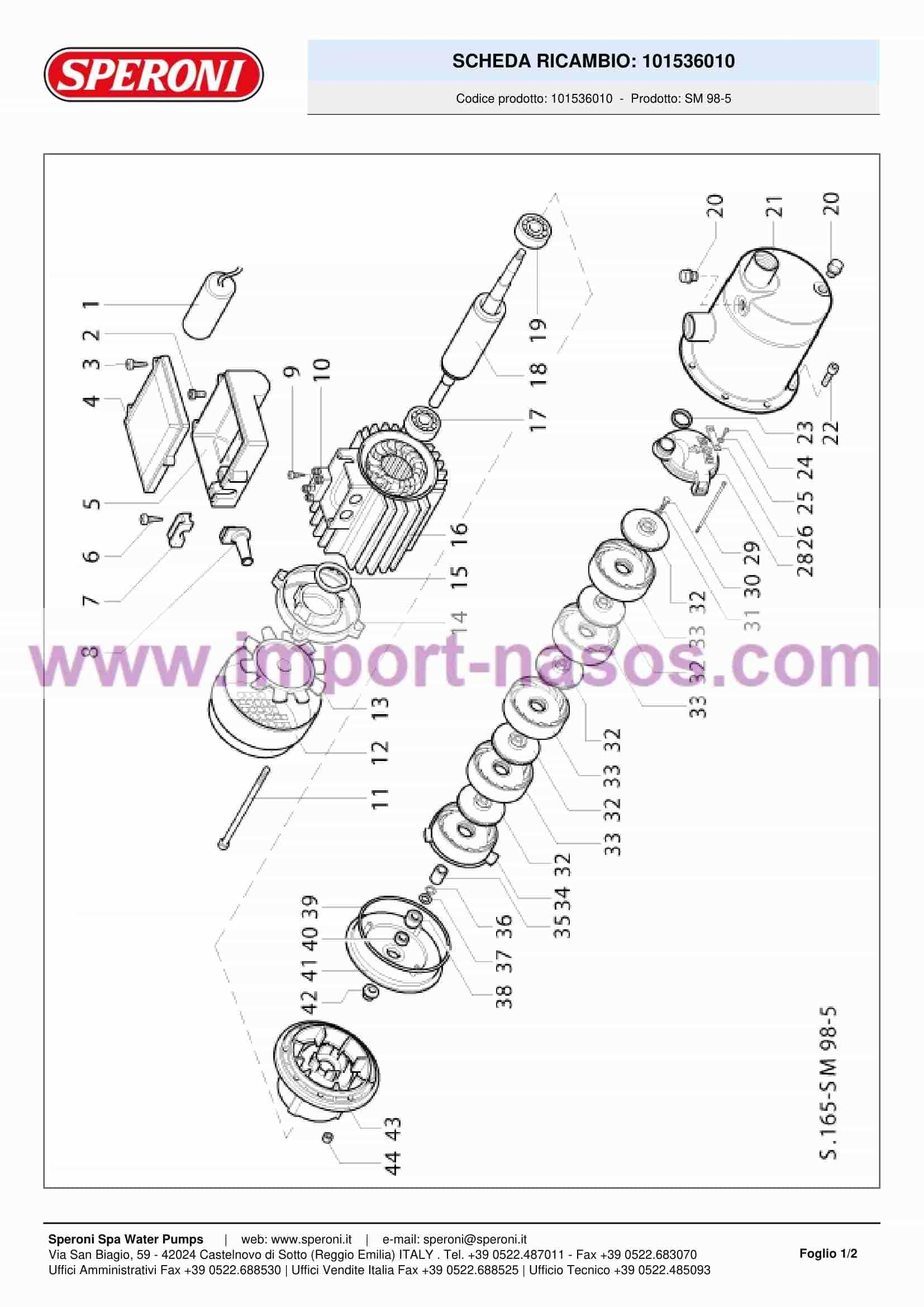 запчасти, торцевое уплотнение для насосной станции speroni SM 98/5 (нерж) Бак 50 л.